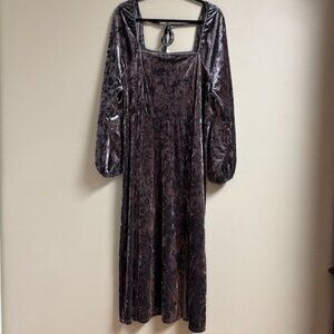 AVA & VIV Womens Whimsigoth Velvet Midi Dress Size 2X Square Neck Going Out Date